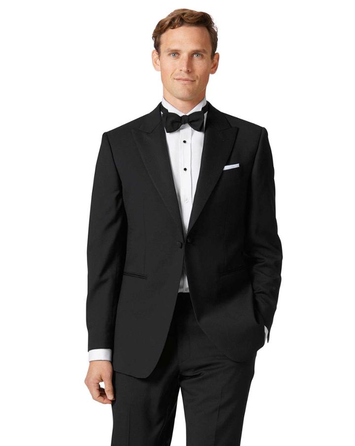  Black Slim Fit Peak Lapel Tuxedo Wool Jacket Size 42 By Charles Tyrwhitt