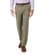 Charles Tyrwhitt Olive Slim Fit Flat Front Non-iron Cotton Chino Pants Size W30 L32 By Charles Tyrwhitt