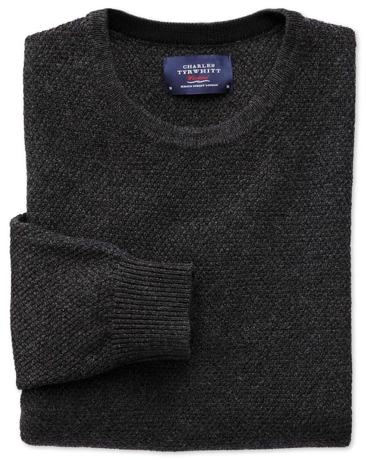 Charles Tyrwhitt Charcoal Merino Cotton Crew Neck Wool Sweater Size Large By Charles Tyrwhitt