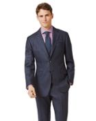  Airforce Blue Slim Fit Flannel Business Suit Wool Jacket Size 36 By Charles Tyrwhitt