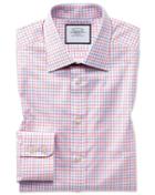  Classic Fit Egyptian Cotton Poplin Pink Multi Check Dress Shirt Single Cuff Size 15/33 By Charles Tyrwhitt