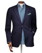  Slim Fit Navy Textured Stretch Cotton Cotton Blazer Size 38 By Charles Tyrwhitt