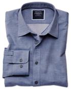  Classic Fit Blue Soft Textured Cotton Casual Shirt Single Cuff Size Large By Charles Tyrwhitt