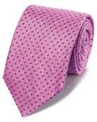  Pink Linen Silk Spot Classic Tie By Charles Tyrwhitt