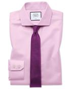  Extra Slim Fit Spread Collar Pink Non-iron Twill Cotton Dress Shirt Single Cuff Size 14.5/32 By Charles Tyrwhitt