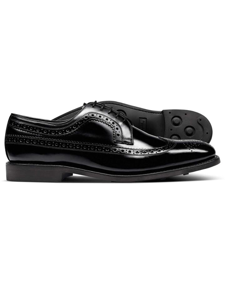  Black Goodyear Welted Derby Wing Tip Brogue Shoes Size 11 By Charles Tyrwhitt