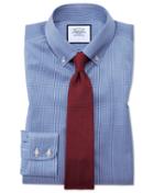Charles Tyrwhitt Classic Fit Button-down Non-iron Twill Puppytooth Royal Blue Cotton Dress Shirt Single Cuff Size 15/34 By Charles Tyrwhitt