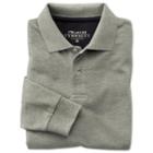 Charles Tyrwhitt Charles Tyrwhitt Grey Marl Long Sleeve Classic Fit Pique Polo (m)