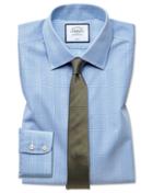  Extra Slim Fit Non-iron Prince Of Wales Sky Blue Cotton Dress Shirt French Cuff Size 14.5/33 By Charles Tyrwhitt