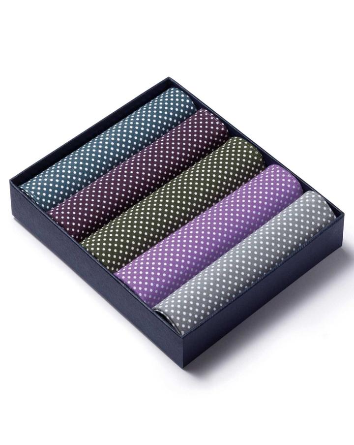  Multi Micro Dot Cotton Handkerchief Box Set By Charles Tyrwhitt