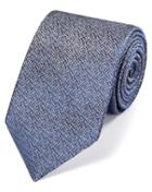 Charles Tyrwhitt Charles Tyrwhitt Blue And White Silk Textured Luxury Tie