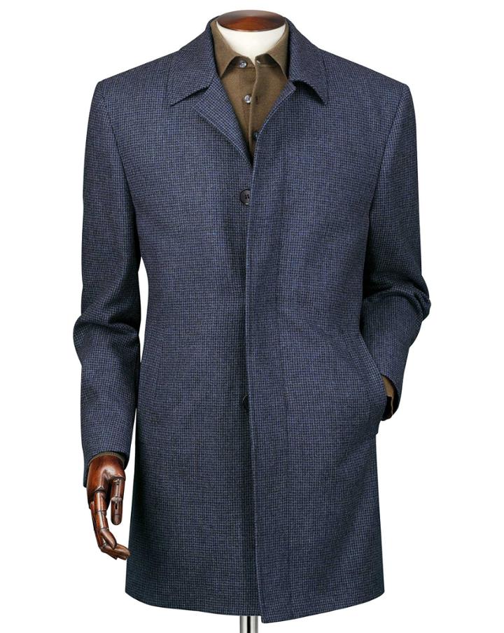  Airforce Blue Puppytooth Weatherproof Wool Car Wool Coat Size 42 By Charles Tyrwhitt