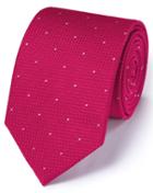 Charles Tyrwhitt Dark Pink Silk Classic Textured Dash Tie By Charles Tyrwhitt