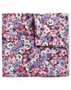  Pink Multi Floral Cotton Silk Print Pocket Square By Charles Tyrwhitt