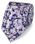  Purple Floral Cotton Silk Printed Classic Tie By Charles Tyrwhitt