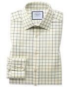  Slim Fit Navy And Green Tattersall Country Check Cotton Dress Shirt Single Cuff Size 14.5/33 By Charles Tyrwhitt