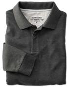 Charles Tyrwhitt Charles Tyrwhitt Charcoal Long Sleeve Pique Cotton Polo Size Large