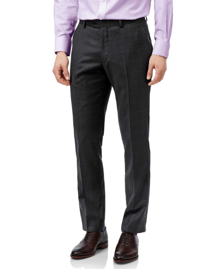  Grey Slim Fit Birdseye Travel Suit Wool Pants Size W32 L32 By Charles Tyrwhitt