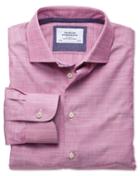 Charles Tyrwhitt Charles Tyrwhitt Extra Slim Fit Semi-spread Collar Business Casual Slub Cotton Pink Egyptian Cotton Dress Shirt Size 15.5/34