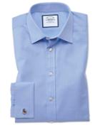 Charles Tyrwhitt Classic Fit Fine Herringbone Sky Cotton Dress Shirt Single Cuff Size 15/35 By Charles Tyrwhitt