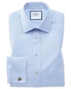  Slim Fit Sky Blue Cube Weave Egyptian Cotton Dress Shirt Single Cuff Size 14.5/32 By Charles Tyrwhitt
