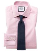  Slim Fit Light Pink Small Gingham Cotton Dress Shirt French Cuff Size 16/36 By Charles Tyrwhitt
