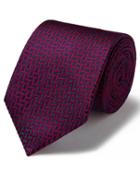  Pink And Navy Silk Large Lattice Stain Resistant Classic Tie By Charles Tyrwhitt