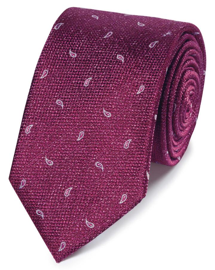  Magenta Paisley Classic Silk Tie By Charles Tyrwhitt