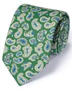  Green Silk English Luxury Paisley Tie By Charles Tyrwhitt