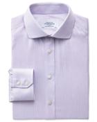Charles Tyrwhitt Charles Tyrwhitt Extra Slim Fit Spread Collar Non-iron Mouline Stripe Lilac Cotton Dress Shirt Size 15/33