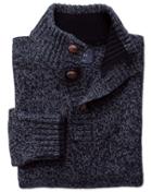 Charles Tyrwhitt Navy Mouline Button Neck Wool Sweater Size Medium By Charles Tyrwhitt