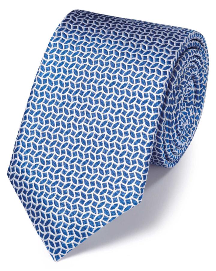 Charles Tyrwhitt Royal And White Silk Geometric Classic Tie By Charles Tyrwhitt