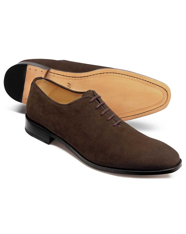  Brown Suede Wholecut Shoes Size 11.5 By Charles Tyrwhitt