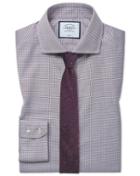  Extra Slim Fit Cutaway Collar Non-iron Cotton Stretch Berry Dress Shirt Single Cuff Size 14.5/32 By Charles Tyrwhitt