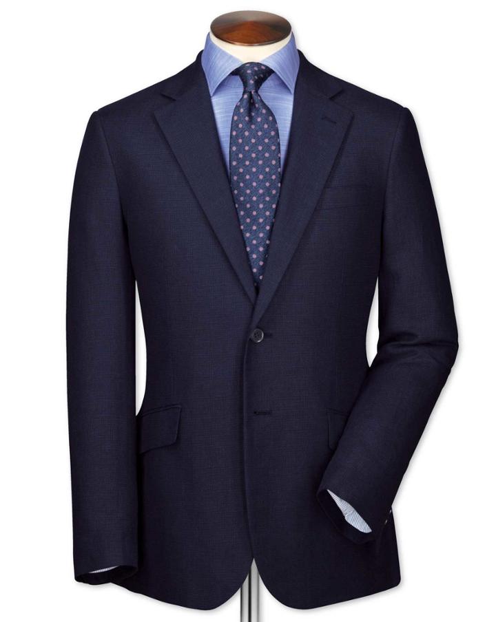 Charles Tyrwhitt Charles Tyrwhitt Slim Fit Navy Linen Linen Jacket Size 36