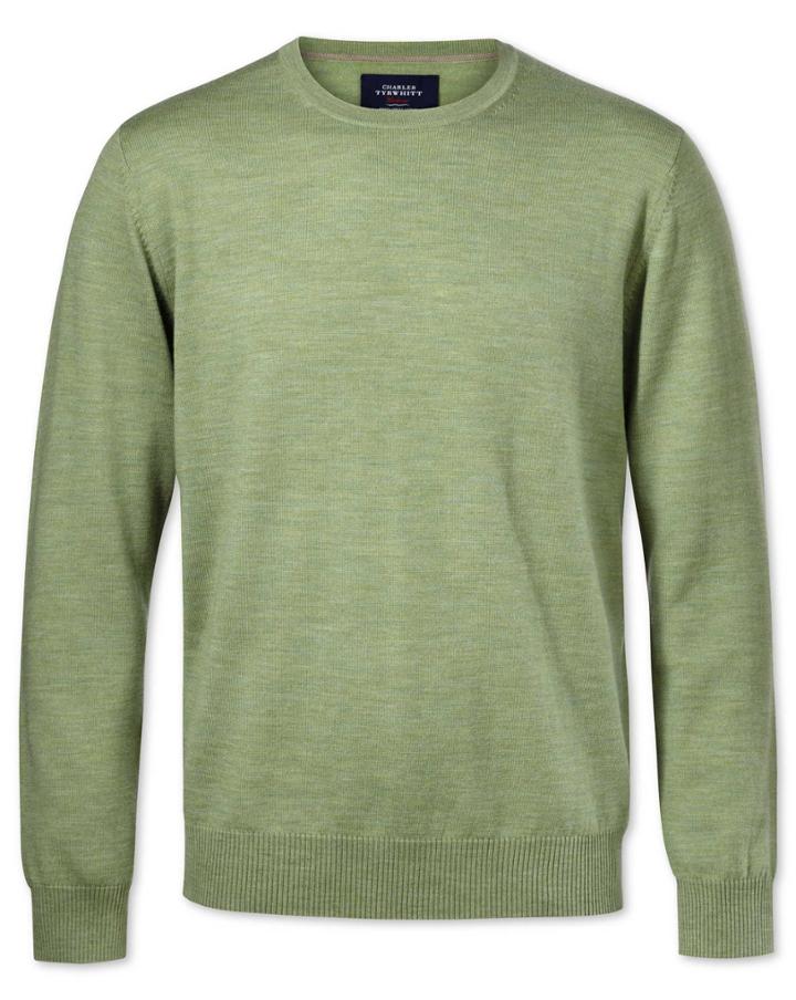  Light Green Merino Wool Crew Neck Sweater Size Xl By Charles Tyrwhitt