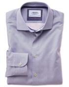 Charles Tyrwhitt Slim Fit Semi-spread Collar Business Casual Motif Print Red And Blue Egyptian Cotton Dress Shirt Single Cuff Size 15/33 By Charles Tyrwhitt