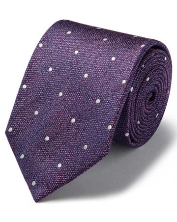  Lilac And White Silk Spot Classic Tie By Charles Tyrwhitt
