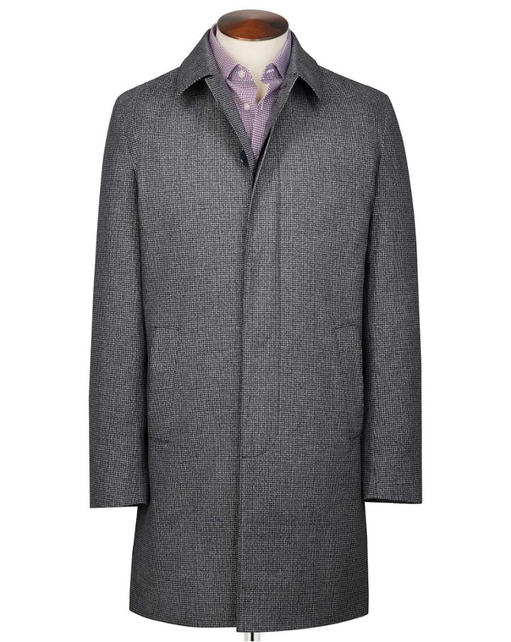 Charles Tyrwhitt Grey Puppytooth Cotton Raincotton Coat Size 38 By Charles Tyrwhitt