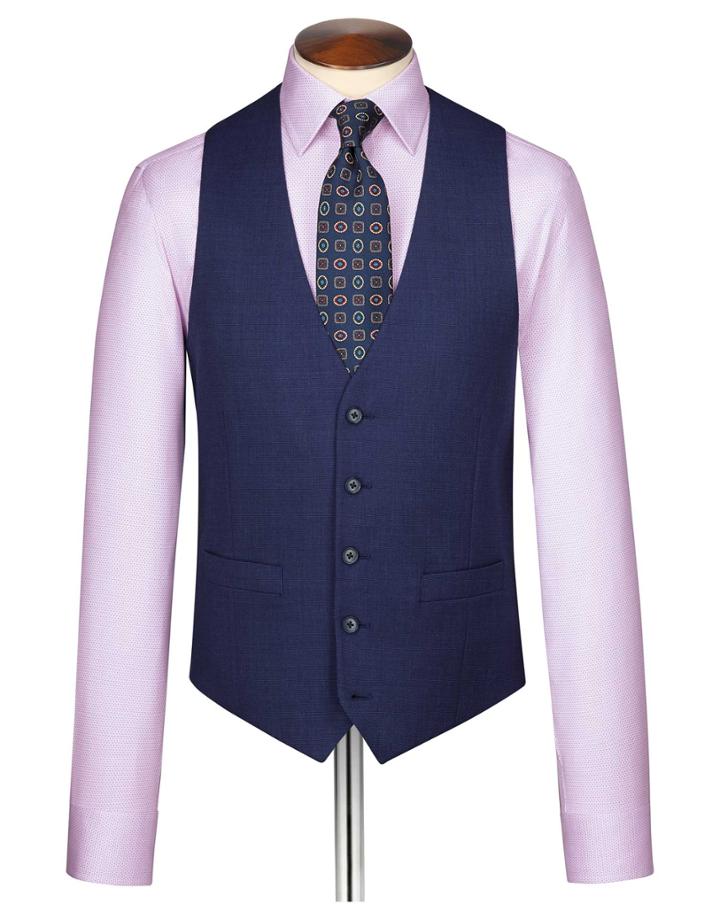 Charles Tyrwhitt Indigo End-on-end Business Suit Wool Vest Size W38 By Charles Tyrwhitt