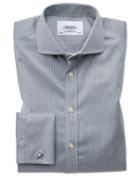 Charles Tyrwhitt Extra Slim Fit Spread Collar Non-iron Puppytooth Dark Grey Cotton Dress Shirt French Cuff Size 14.5/32 By Charles Tyrwhitt