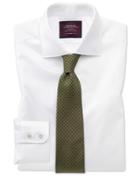  Slim Fit White Luxury Twill Egyptian Cotton Dress Shirt Single Cuff Size 14.5/33 By Charles Tyrwhitt