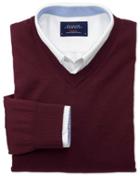 Charles Tyrwhitt Charles Tyrwhitt Wine Merino Wool V-neck Sweater Size Large