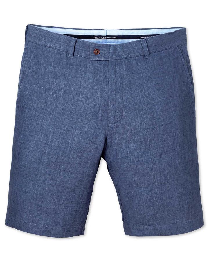 Charles Tyrwhitt Charles Tyrwhitt Blue Slim Fit Linen Shorts Size 30