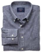 Charles Tyrwhitt Charles Tyrwhitt Slim Fit Navy Chambray Cotton Dress Shirt Size Small
