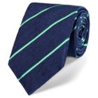 Charles Tyrwhitt Charles Tyrwhitt Luxury Navy And Green Textured Narrow Stripe Tie