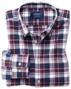 Charles Tyrwhitt Classic Fit Button-down Washed Oxford White Multi Check Cotton Casual Shirt Single Cuff Size Small By Charles Tyrwhitt