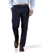  Blue Slim Fit Flat Front Weekend Cotton Chino Pants Size W32 L32 By Charles Tyrwhitt