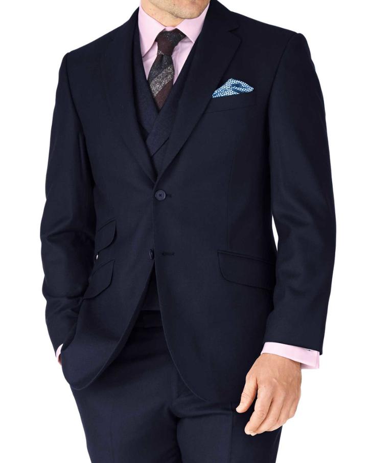 Charles Tyrwhitt Charles Tyrwhitt Navy Classic Fit British Serge Luxury Suit Wool Jacket Size 36