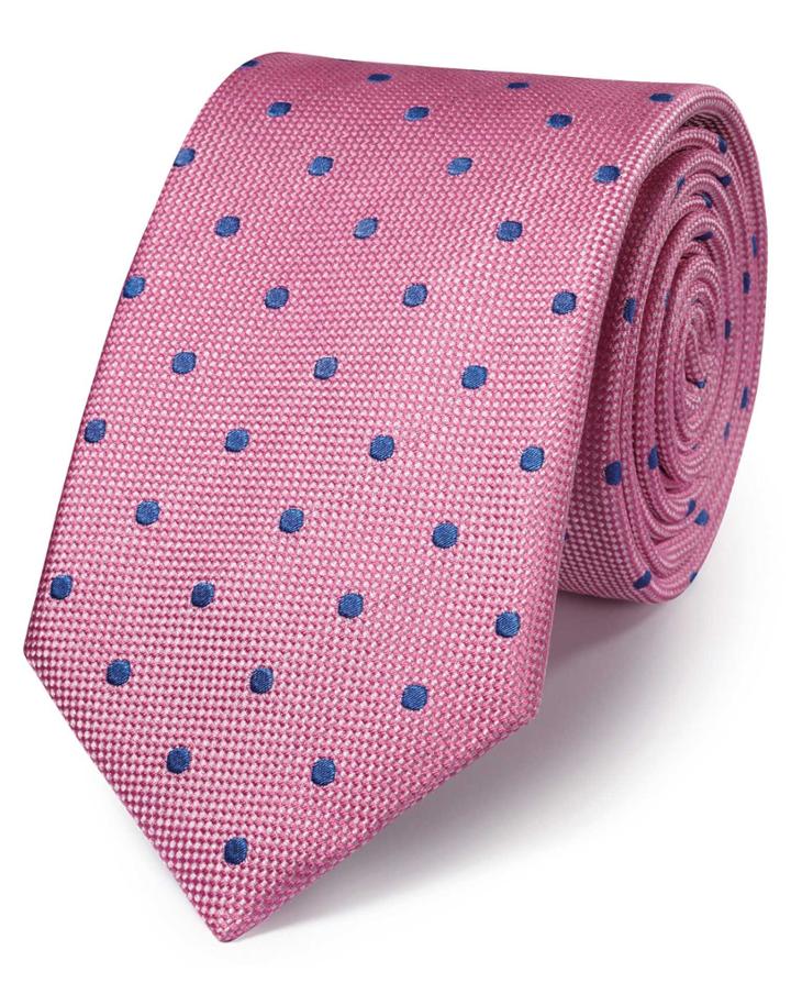 Charles Tyrwhitt Charles Tyrwhitt Pink And Blue Silk Classic Spot Tie